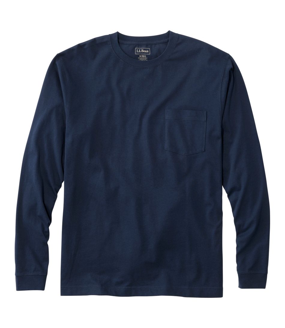 Men's Carefree Unshrinkable Tee with Pocket, Traditional Fit, Long-Sleeve