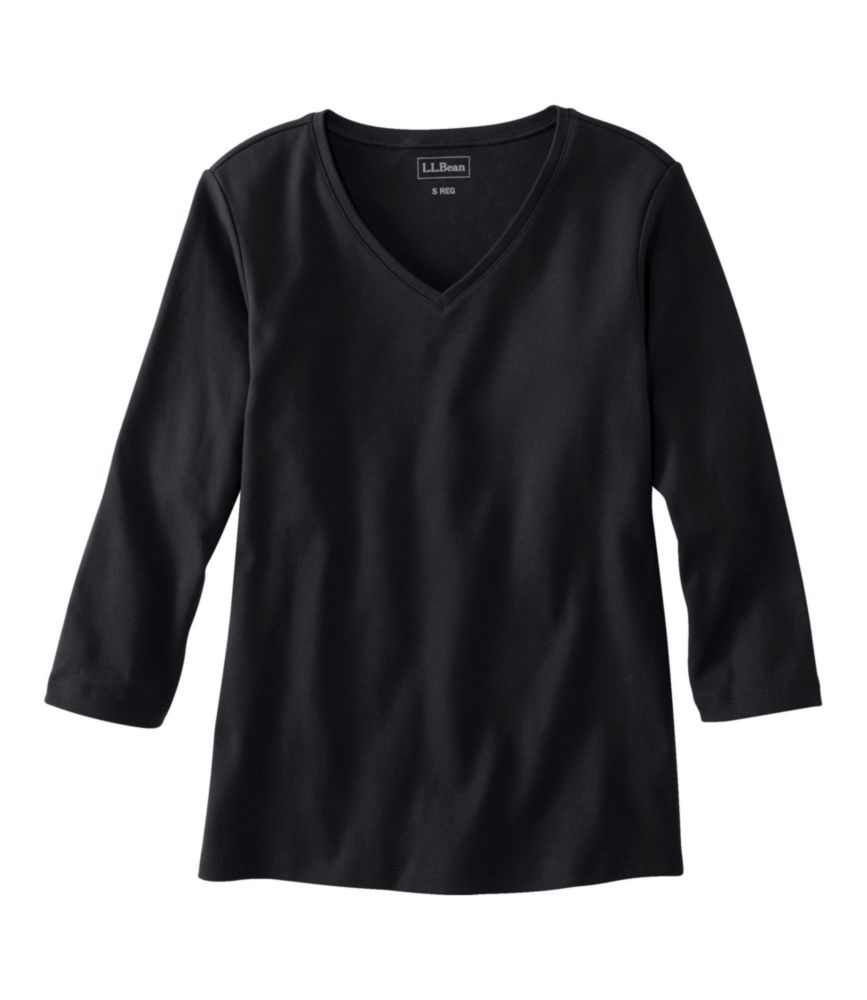Home and Adventure Women s L.L.Bean V-Neck, Three-Quarter-Sleeve for Everyday Wear Layering Travel and Outdoor Activities