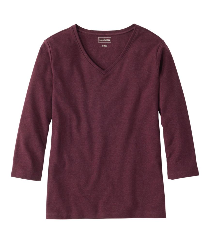Home and Adventure Women s L.L.Bean V-Neck, Three-Quarter-Sleeve for Everyday Wear Layering Travel and Outdoor Activities