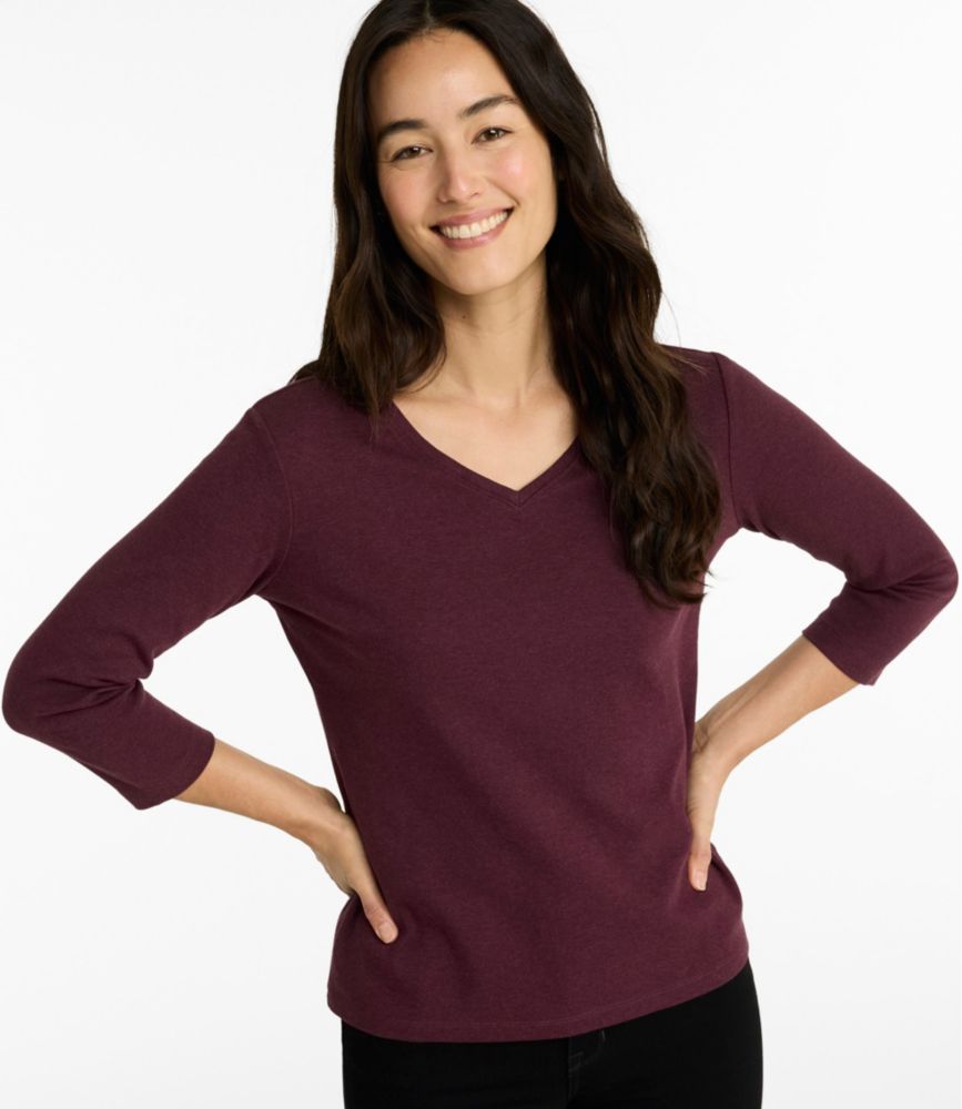 Women's L.L.Bean V-Neck, Three-Quarter-Sleeve