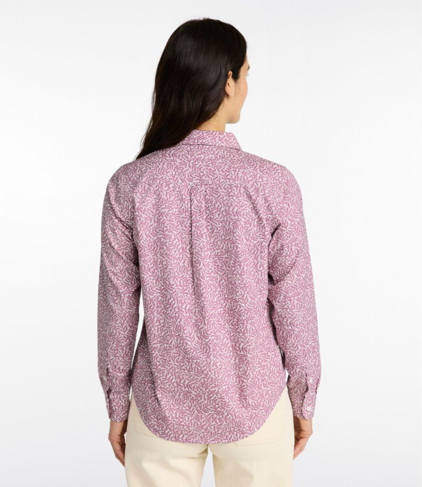Women's Wrinkle-Free Pinpoint Oxford Shirt, Relaxed Fit Long-Sleeve Print