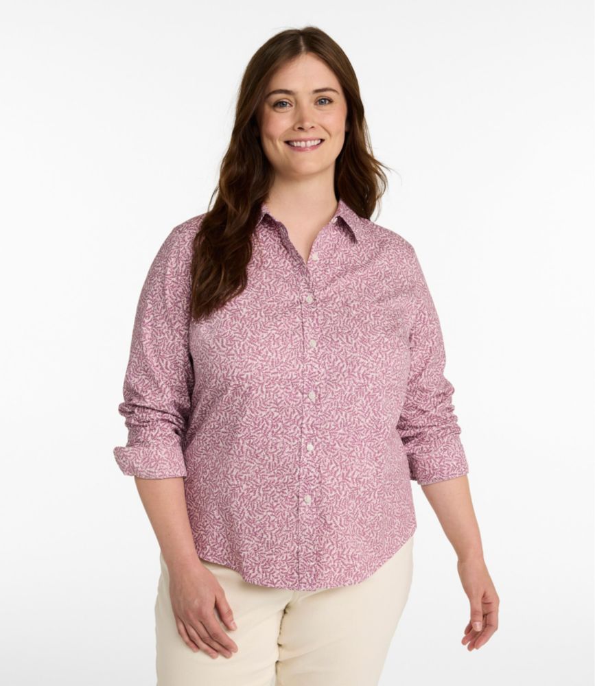 Women's Wrinkle-Free Pinpoint Oxford Shirt, Relaxed Fit Long-Sleeve Print