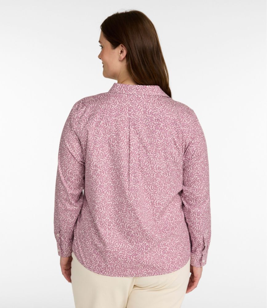 Women's Wrinkle-Free Pinpoint Oxford Shirt, Relaxed Fit Long-Sleeve Print