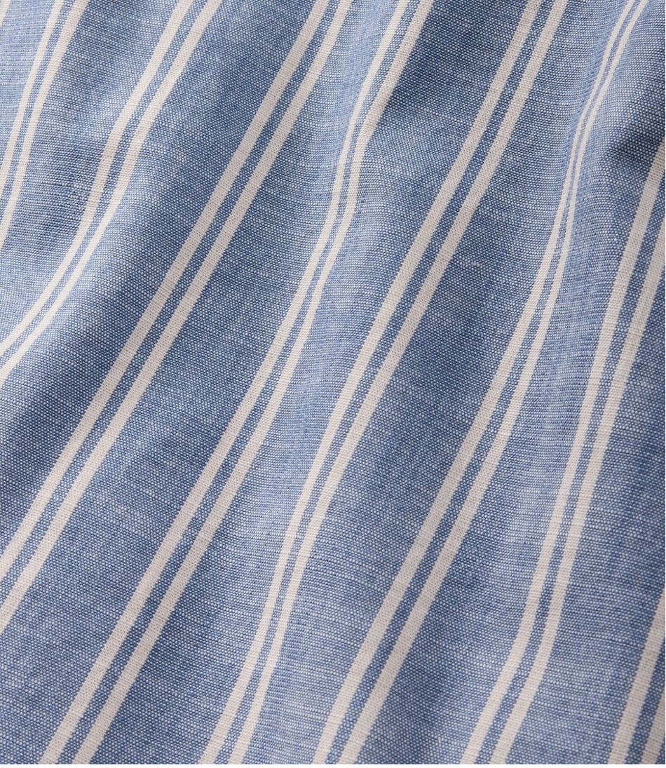 Men's Comfort Stretch Chambray Shirt, Traditional Untucked Fit, Short-Sleeve, Stripe