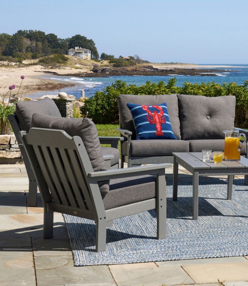 All-Weather Patio Loveseat with Textured Cushion, Slate Gray