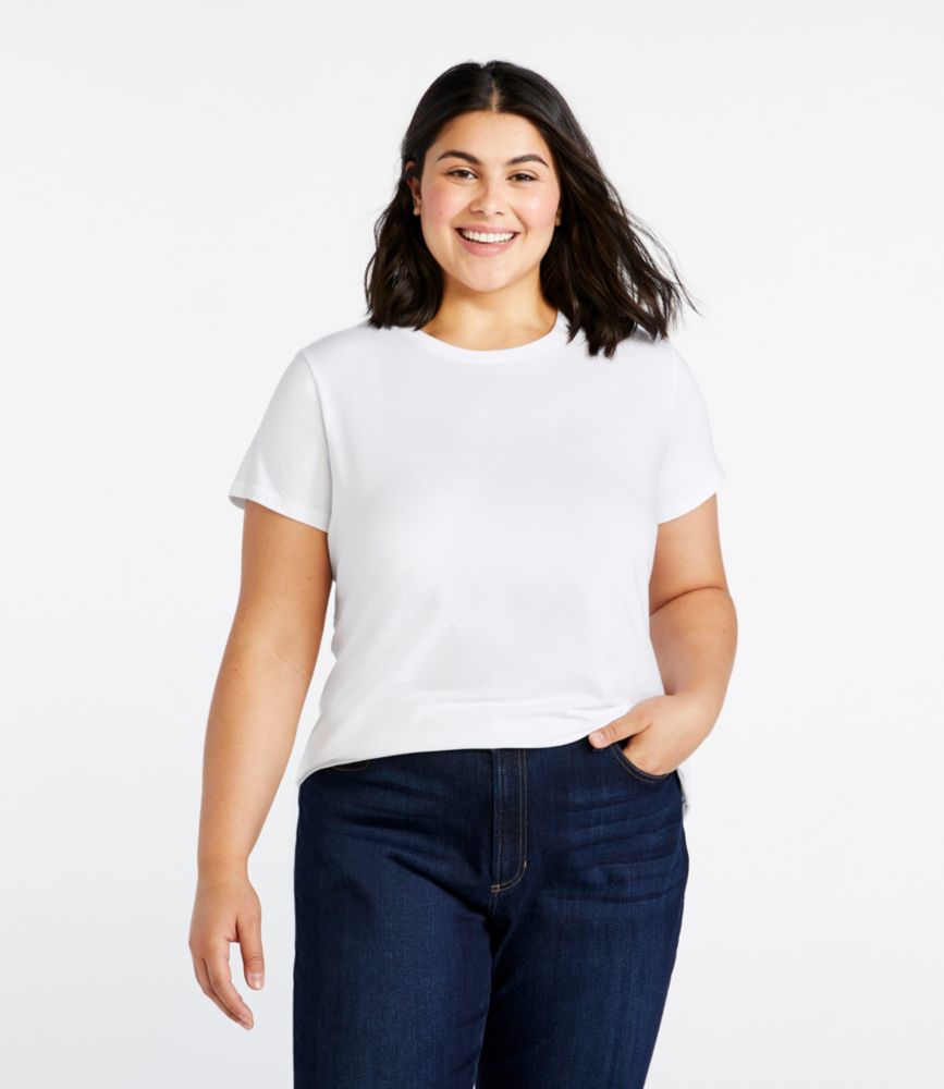 Women's Soft Stretch Supima-Blend Tee, Crewneck Short-Sleeve