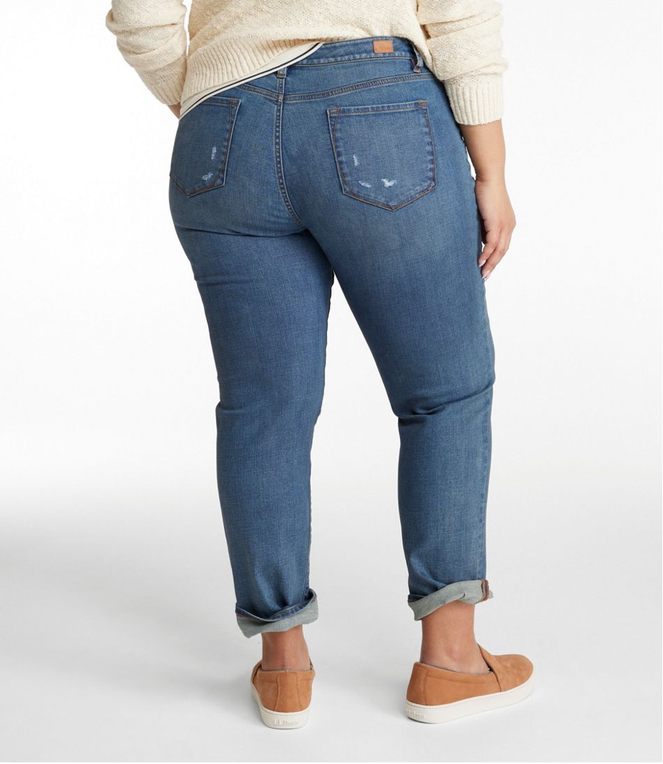 Women's Signature Organic Denim Boyfriend Jeans, Low-Rise Straight-Leg