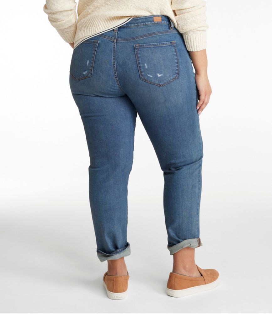 Women's Signature Organic Denim Boyfriend Jeans, Low-Rise Straight-Leg