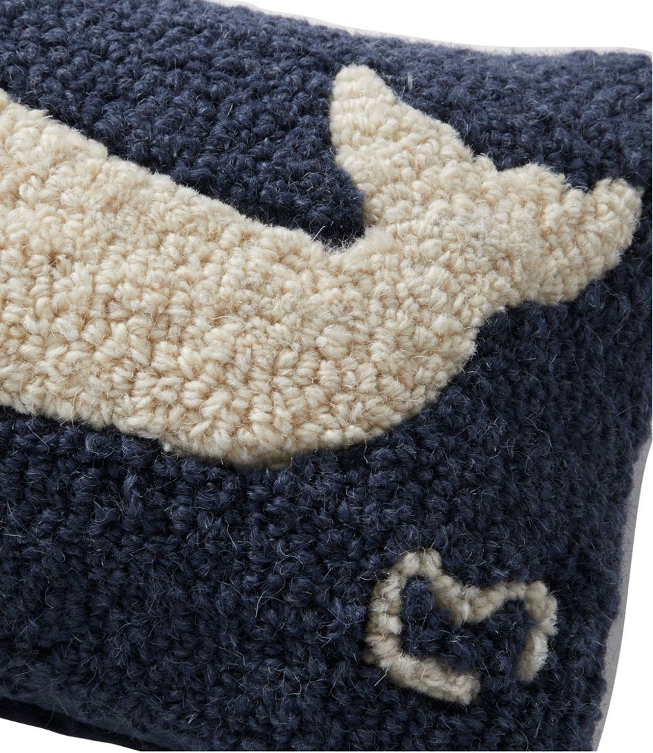 Wool Hooked Throw Pillow, Whale, 8" x 12"