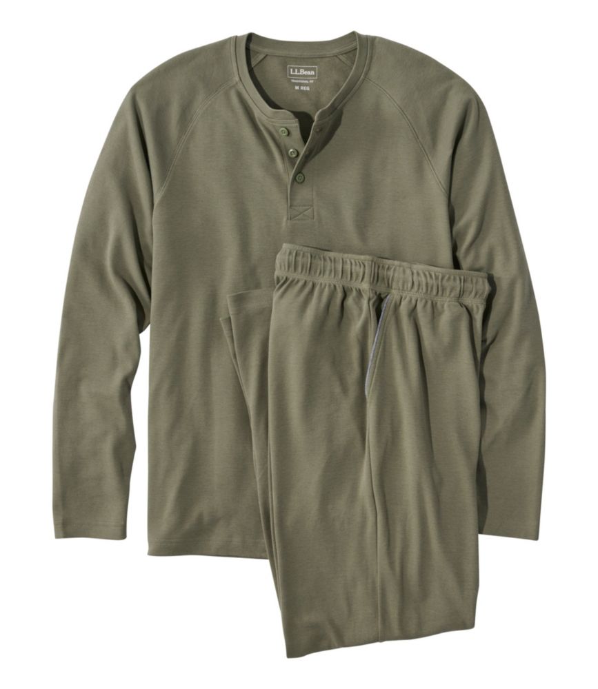 Outdoor Ready Men s Bean s Cotton Knit Pajamas, Henley PJ Set for Everyday Living Travel and Outdoor Recreation