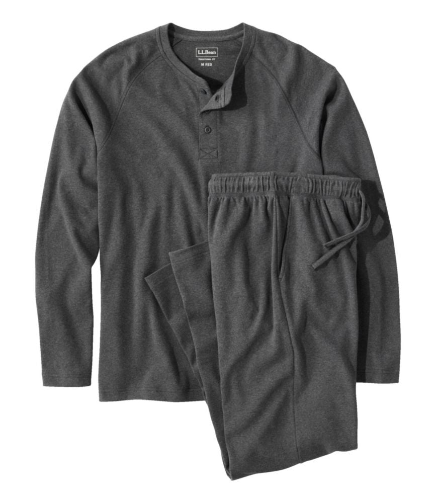Outdoor Ready Men s Bean s Cotton Knit Pajamas, Henley PJ Set for Everyday Living Travel and Outdoor Recreation