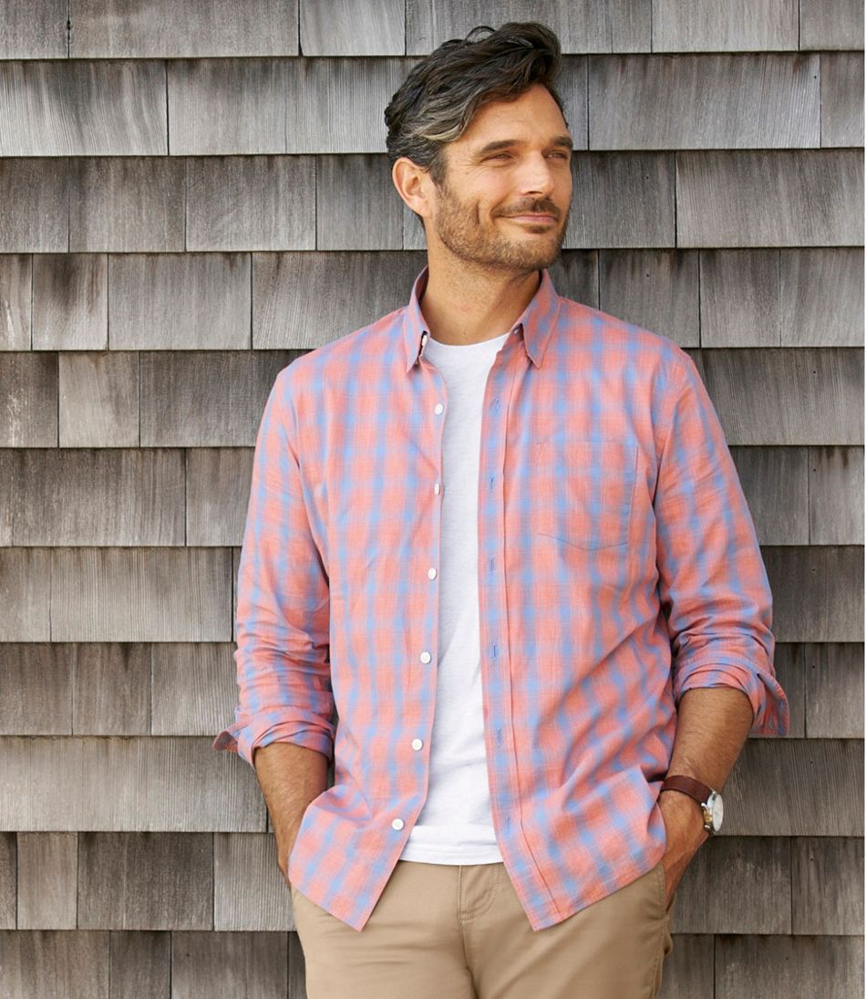 Men's Comfort Stretch Performance® Shirt, Long-Sleeve, Slightly Fitted Untucked Fit, Plaid