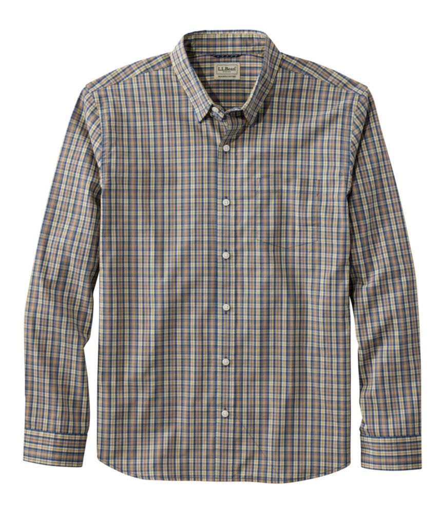 Travel and Trail Men s Comfort Stretch Performance Shirt, Long-Sleeve, Slightly Fitted Untucked Fit, Plaid for Everyday Wear Layering Travel and Outdoor Activities