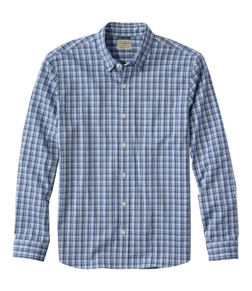 Travel and Trail Men s Comfort Stretch Performance Shirt, Long-Sleeve, Slightly Fitted Untucked Fit, Plaid for Everyday Wear Layering Travel and Outdoor Activities