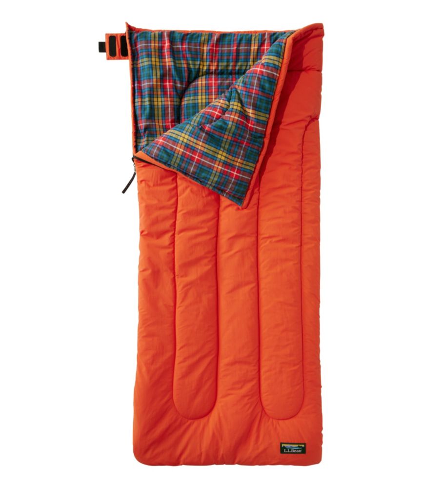 Travel and Trail Kids L.L.Bean Flannel Lined Camp Sleeping Bag, 40° for Commuting Travel School and Organized Carry
