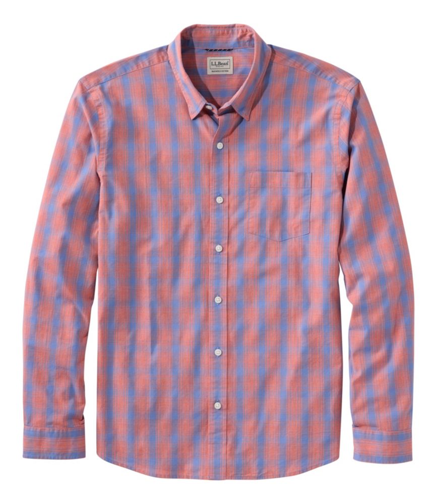 Travel and Trail Men s Comfort Stretch Performance Shirt, Long-Sleeve, Slightly Fitted Untucked Fit, Plaid for Everyday Wear Layering Travel and Outdoor Activities