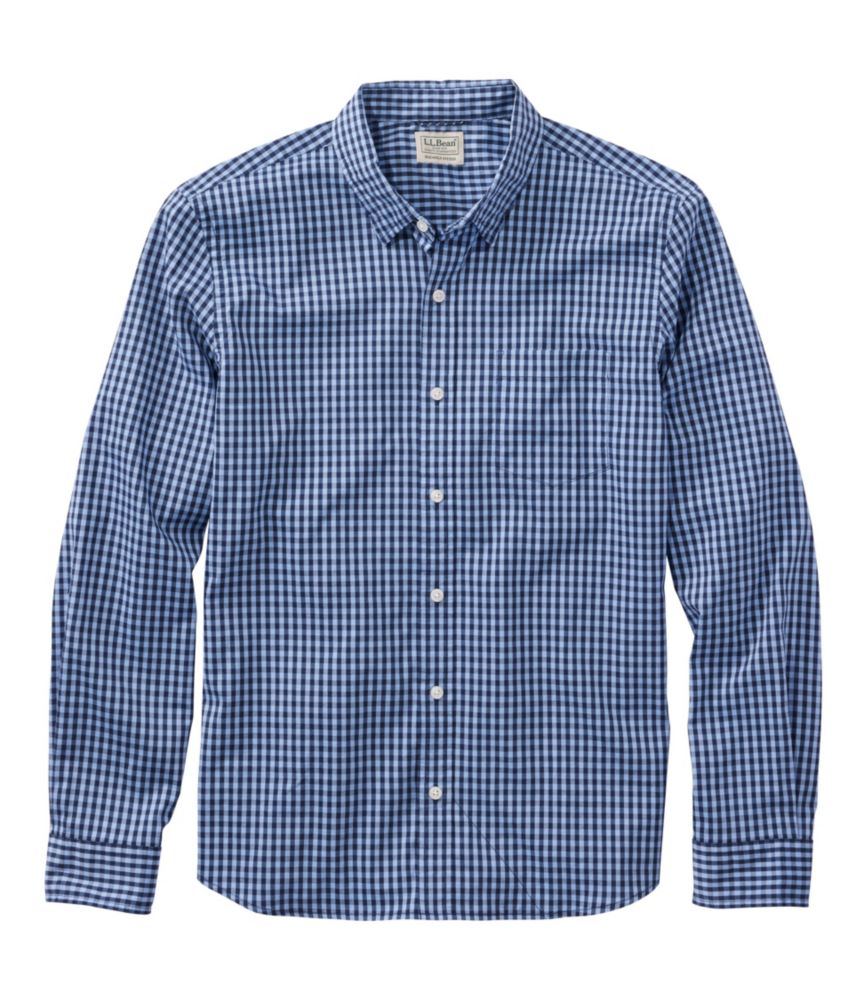 Travel and Trail Men s Comfort Stretch Performance Shirt, Long-Sleeve, Slightly Fitted Untucked Fit, Plaid for Everyday Wear Layering Travel and Outdoor Activities