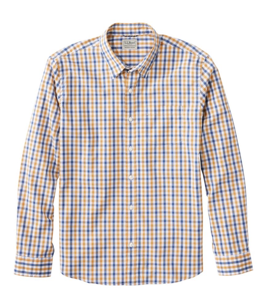 Travel and Trail Men s Comfort Stretch Performance Shirt, Long-Sleeve, Slightly Fitted Untucked Fit, Plaid for Everyday Wear Layering Travel and Outdoor Activities