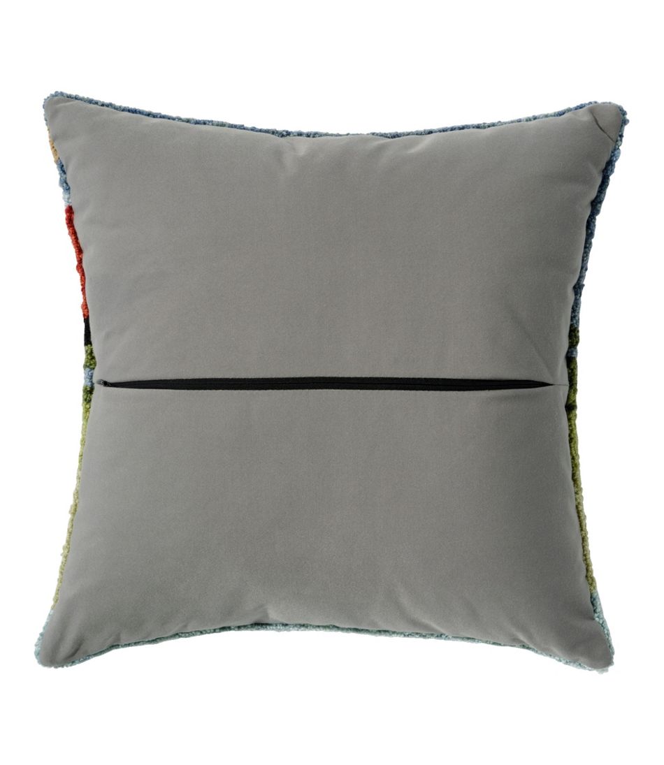 Indoor/Outdoor Hooked Pillow, Dogs in Canoe, 18" x 18"
