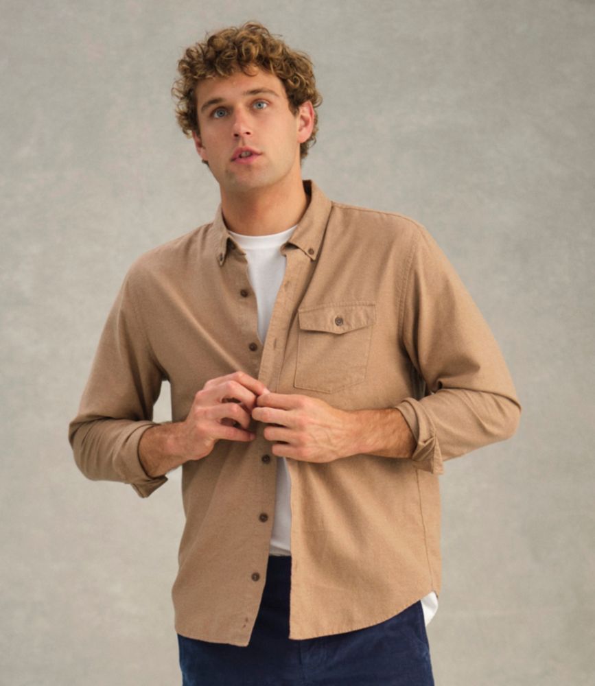 Men's Brushed Jaspé Twill Shirt, Traditional Untucked Fit