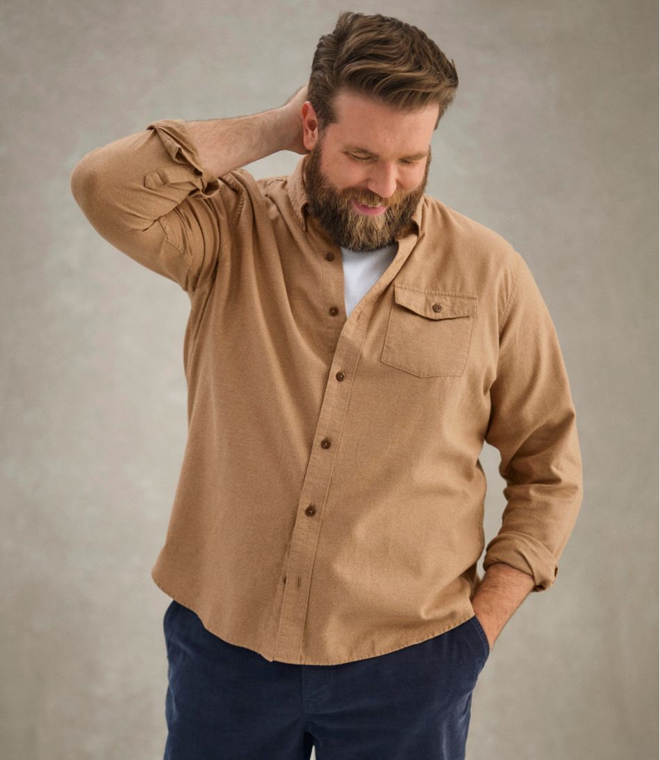 Men's Brushed Jaspé Twill Shirt, Traditional Untucked Fit