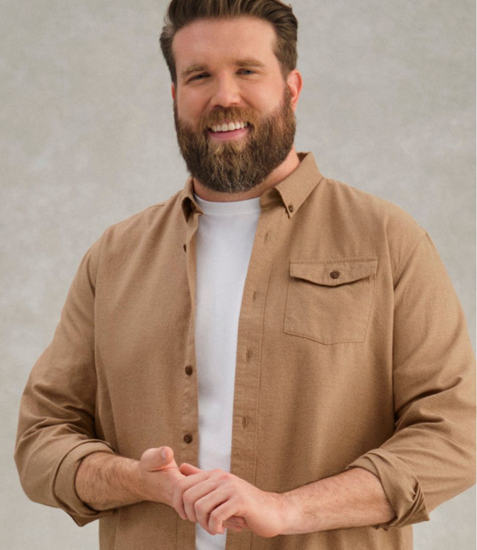 Men's Brushed Jaspé Twill Shirt, Traditional Untucked Fit
