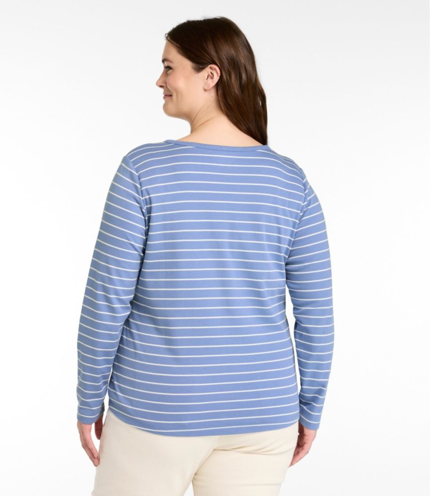 Women's L.L.Bean V-Neck Henley, Long-Sleeve Stripe