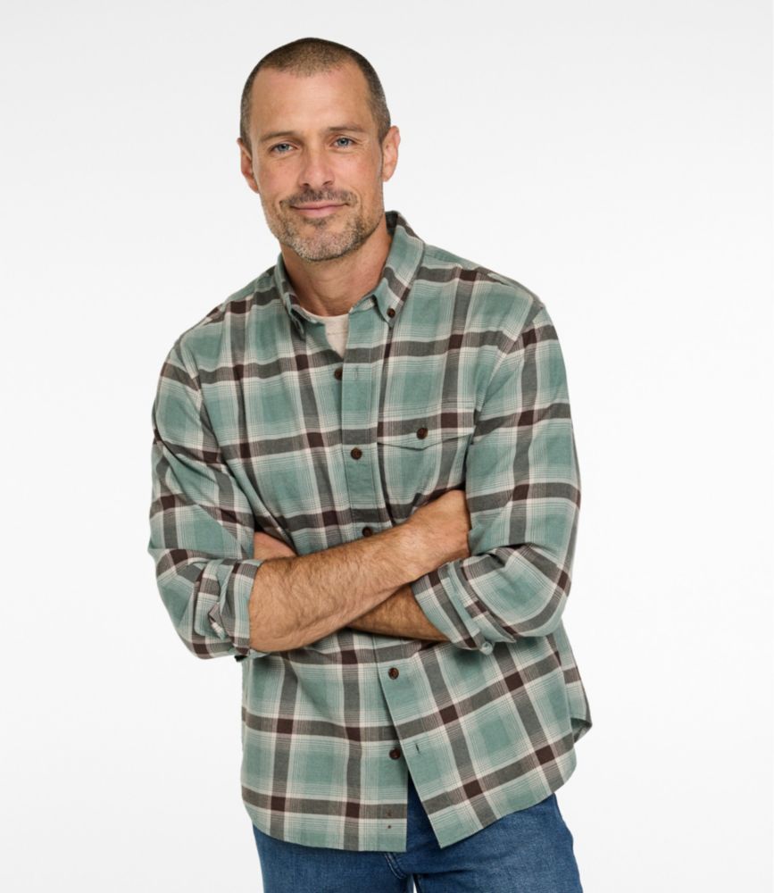 Men's Brushed Jaspé Twill Shirt, Plaid, Traditional Untucked Fit