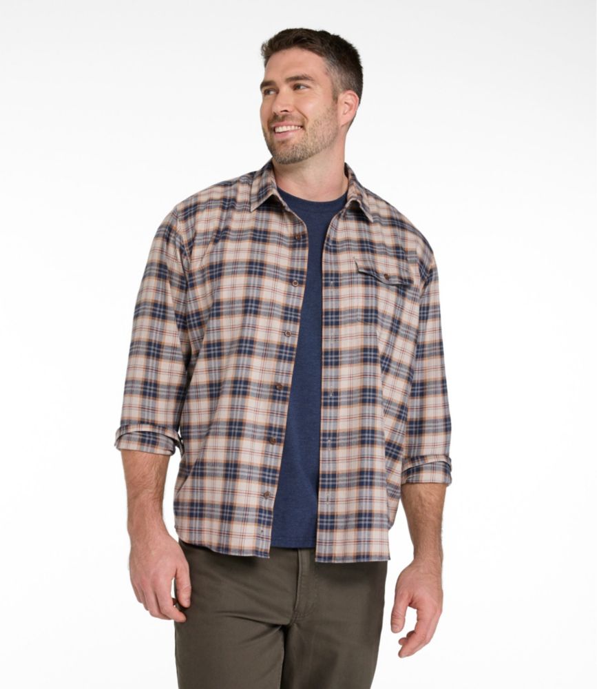 Men's Brushed Jaspé Twill Shirt, Plaid, Traditional Untucked Fit