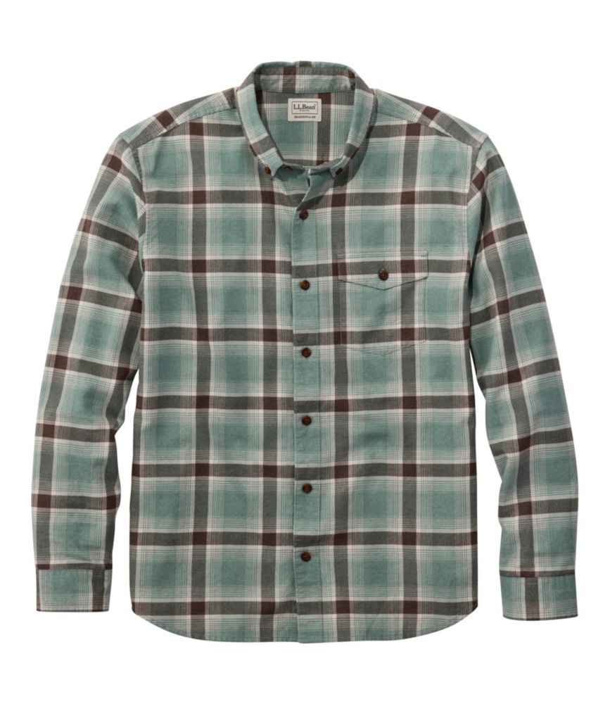 Home and Adventure Men s Brushed Jaspé Twill Shirt, Plaid, Traditional Untucked Fit for Everyday Wear Layering Travel and Outdoor Activities