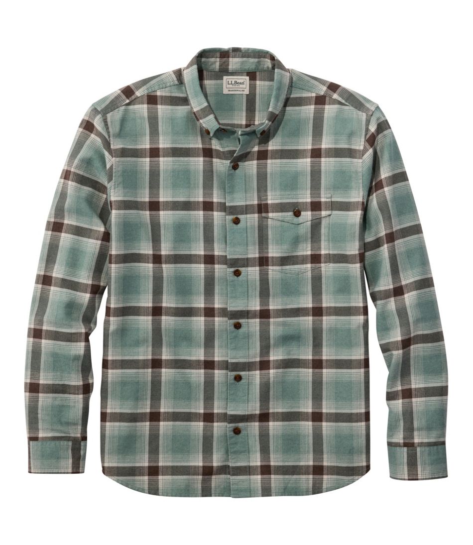Men's Brushed Jaspé Twill Shirt, Plaid, Traditional Untucked Fit