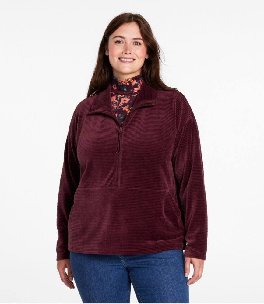 Women's Soft Stretch Corduroy Pullover, Half-Zip