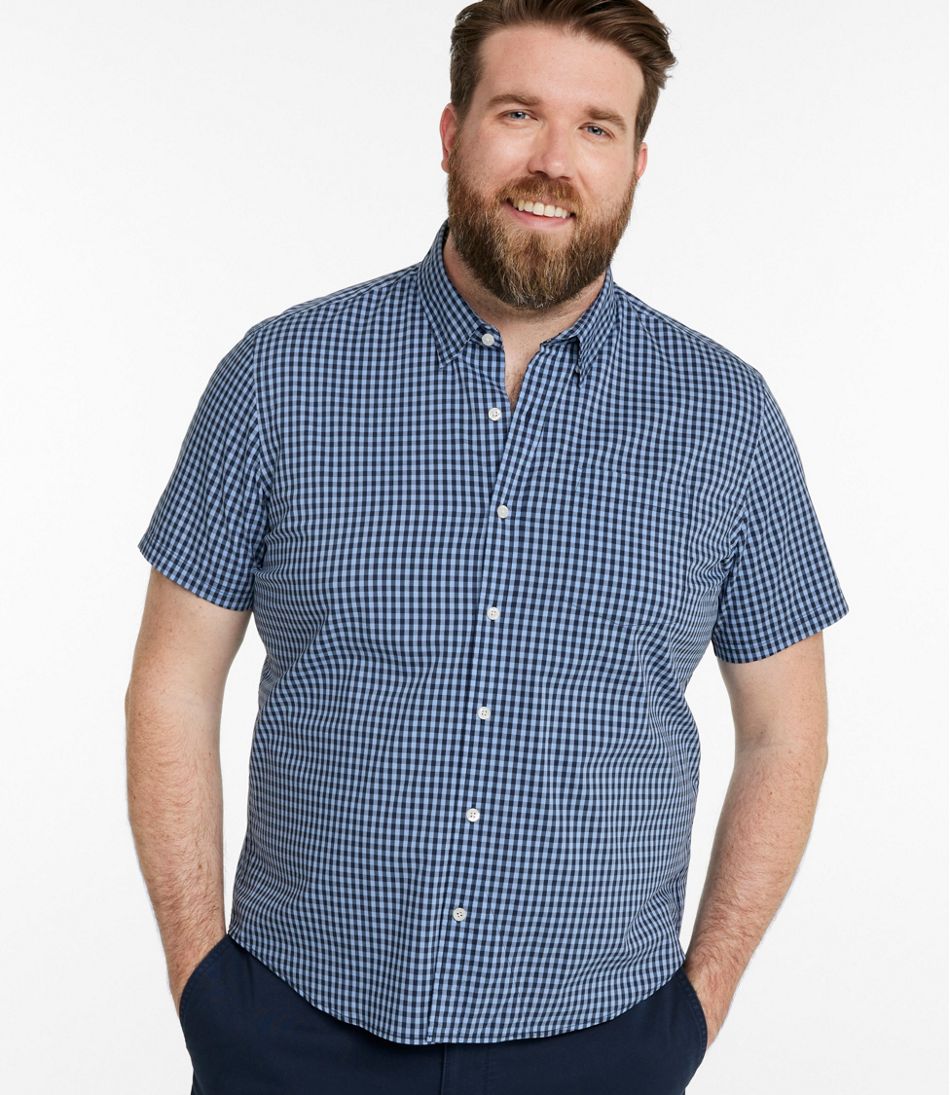 Men's Comfort Stretch Performance® Shirt, Short-Sleeve, Slightly Fitted Untucked Fit, Plaid