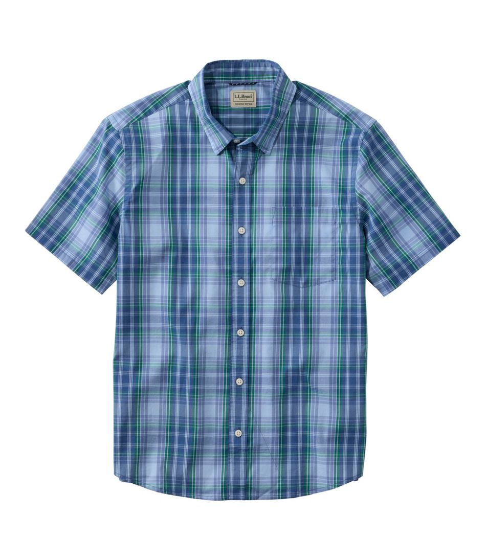 Men's Comfort Stretch Performance® Shirt, Short-Sleeve, Slightly Fitted Untucked Fit, Plaid