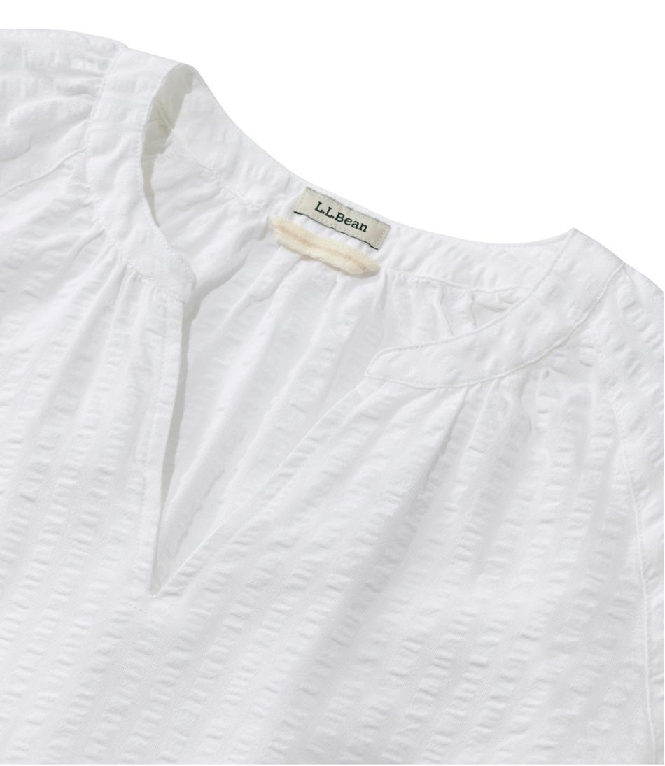 Women's Bean's Seacoast Seersucker Splitneck Shirt