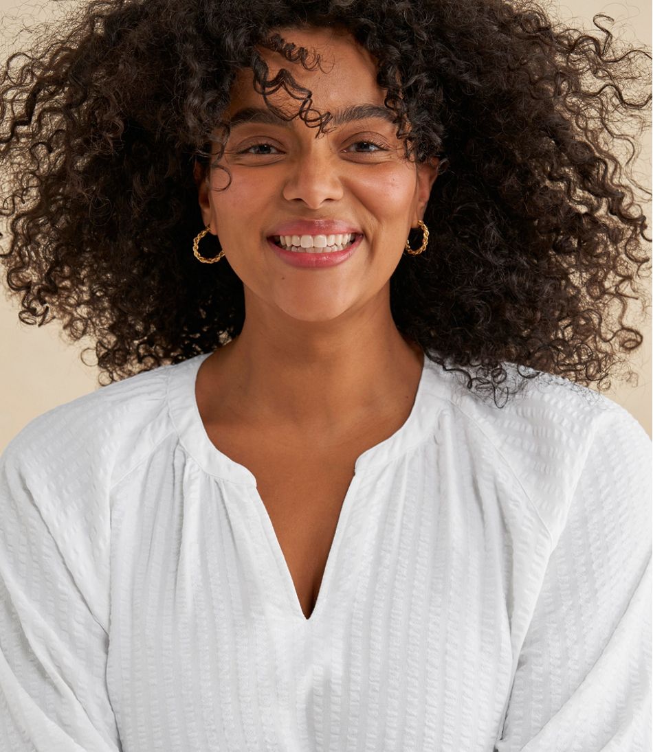 Women's Bean's Seacoast Seersucker Splitneck Shirt
