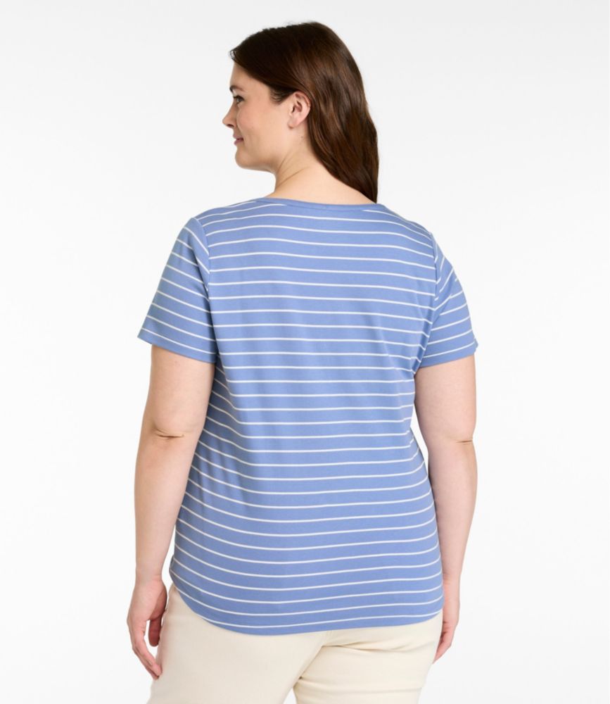 Women's L.L.Bean Tee, Short-Sleeve Notch-Neck Stripe