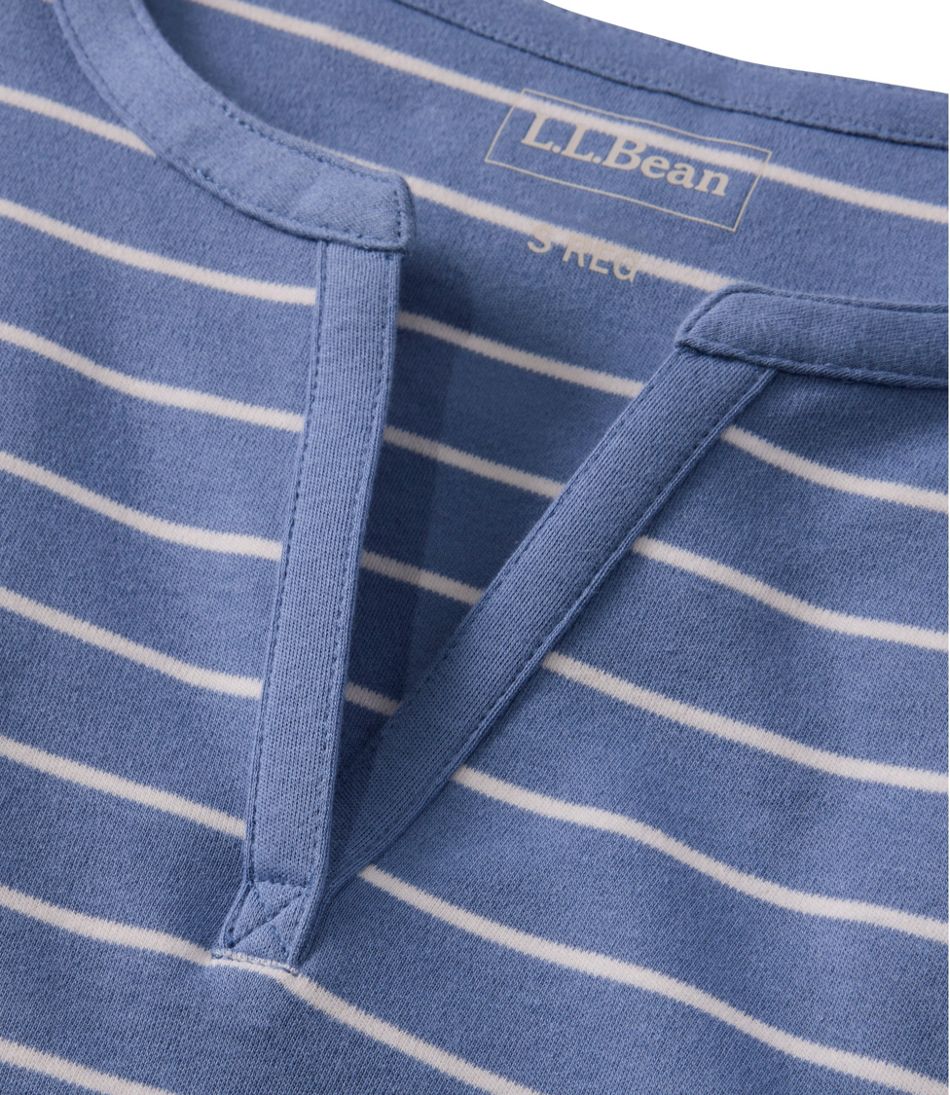 Women's L.L.Bean Tee, Short-Sleeve Notch-Neck Stripe
