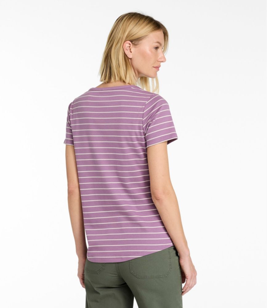 Women's L.L.Bean Tee, Short-Sleeve Notch-Neck Stripe