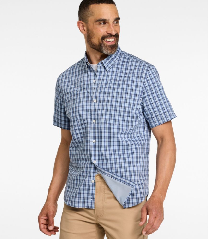Men's Comfort Stretch Performance® Shirt, Short-Sleeve, Slightly Fitted Untucked Fit, Plaid