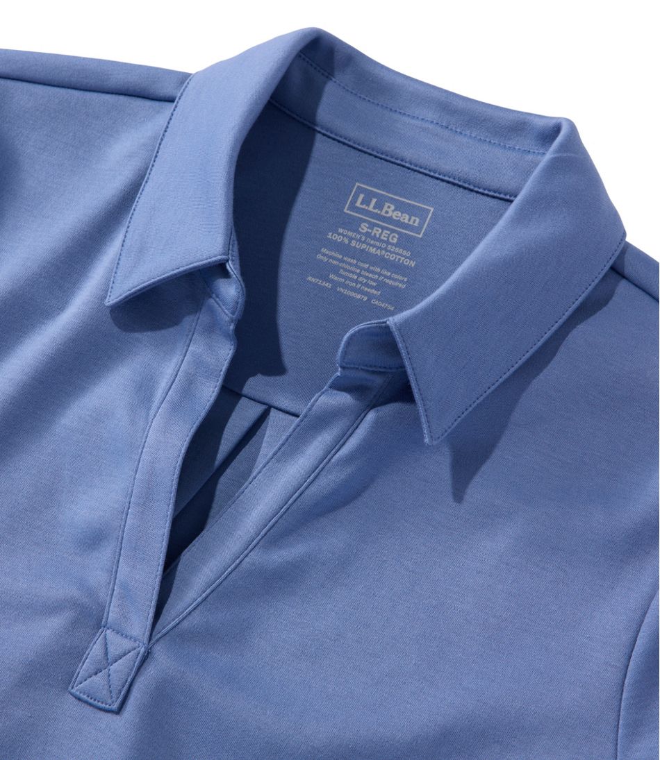 Women's Pima Cotton Tee, Three-Quarter-Sleeve Polo
