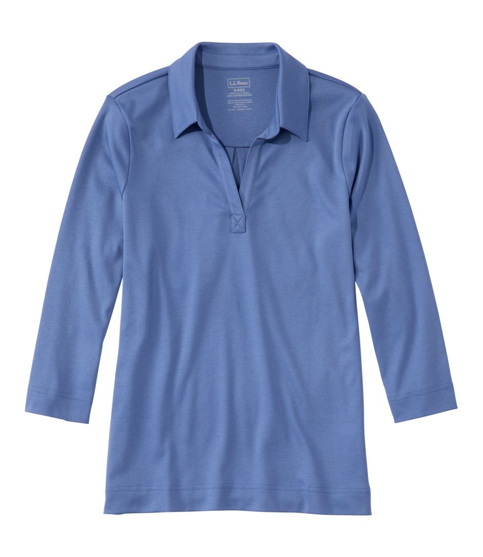 Women's Pima Cotton Tee, Three-Quarter-Sleeve Polo
