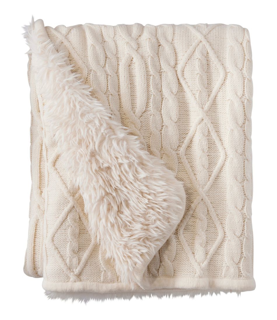 1912 Heritage Knit Faux Fur Throw, Cable