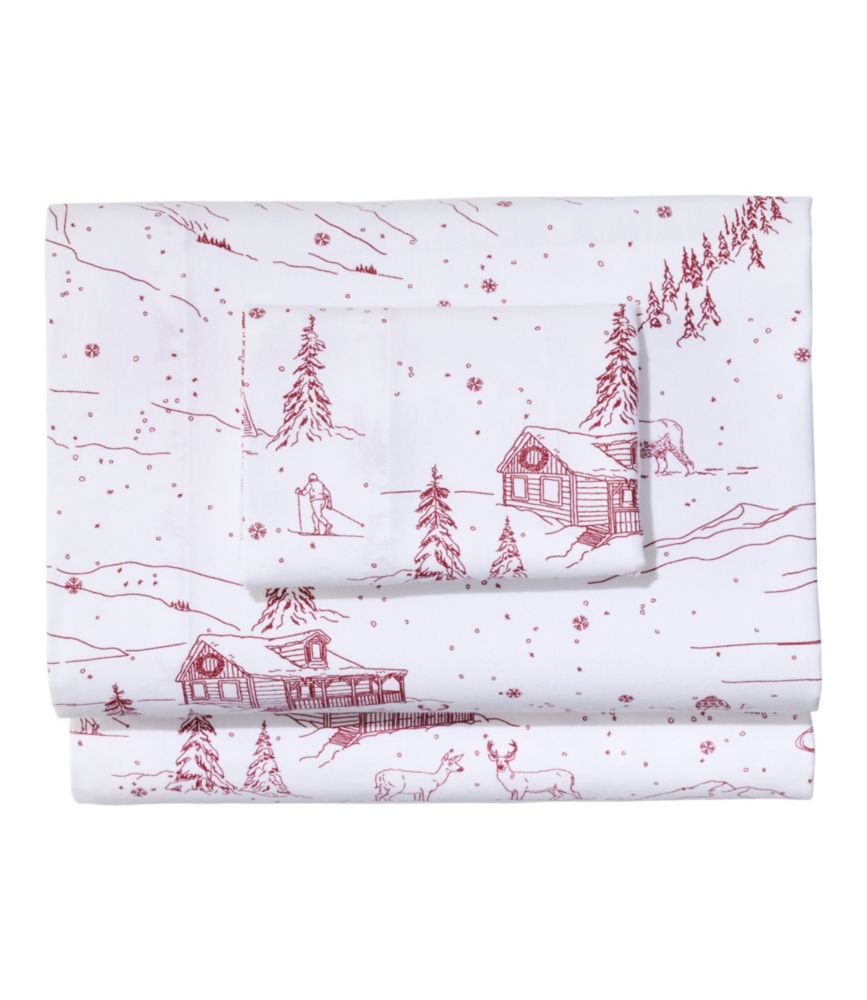 Outdoor Ready Holiday Toile Flannel Sheet Collection for Bedroom Entryway and Everyday Home Comfort