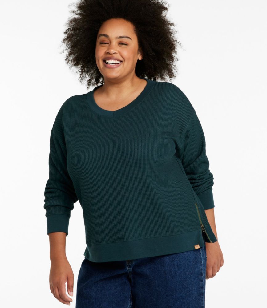 Women's Birchwood Brushed Waffle Top, V-Neck