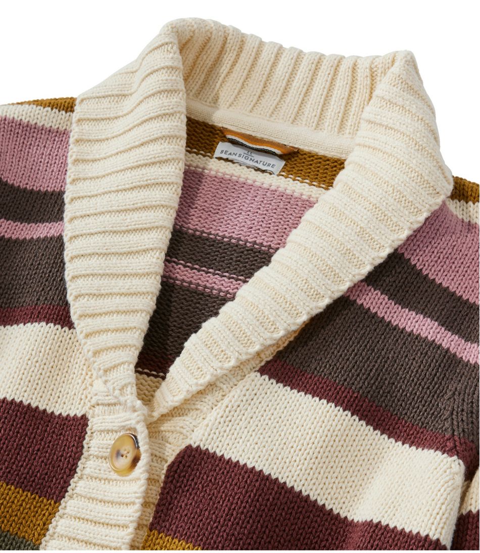 Women's Signature Original Cotton Sweater, Shawl Cardigan Stripe