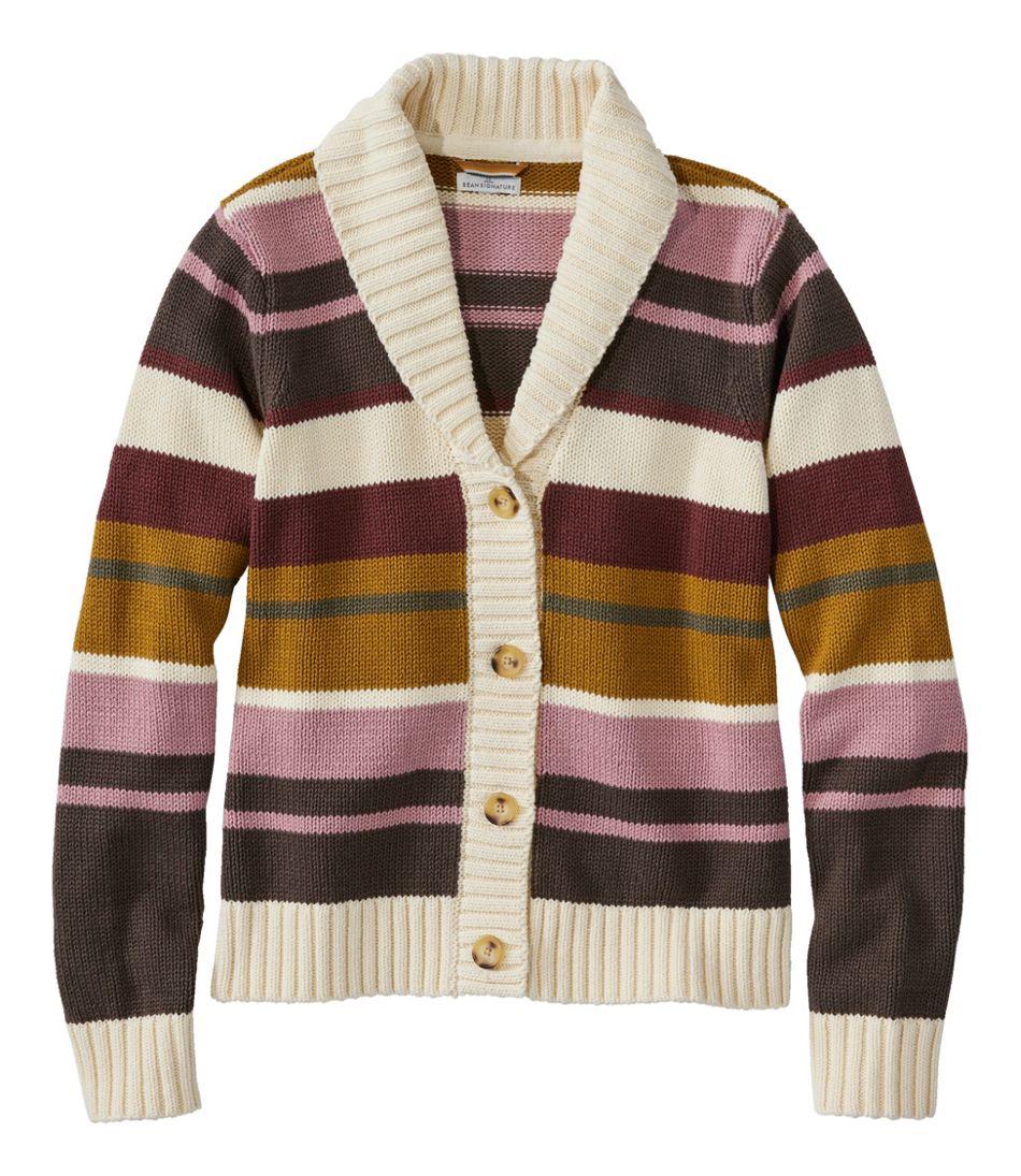 Women's Signature Original Cotton Sweater, Shawl Cardigan Stripe