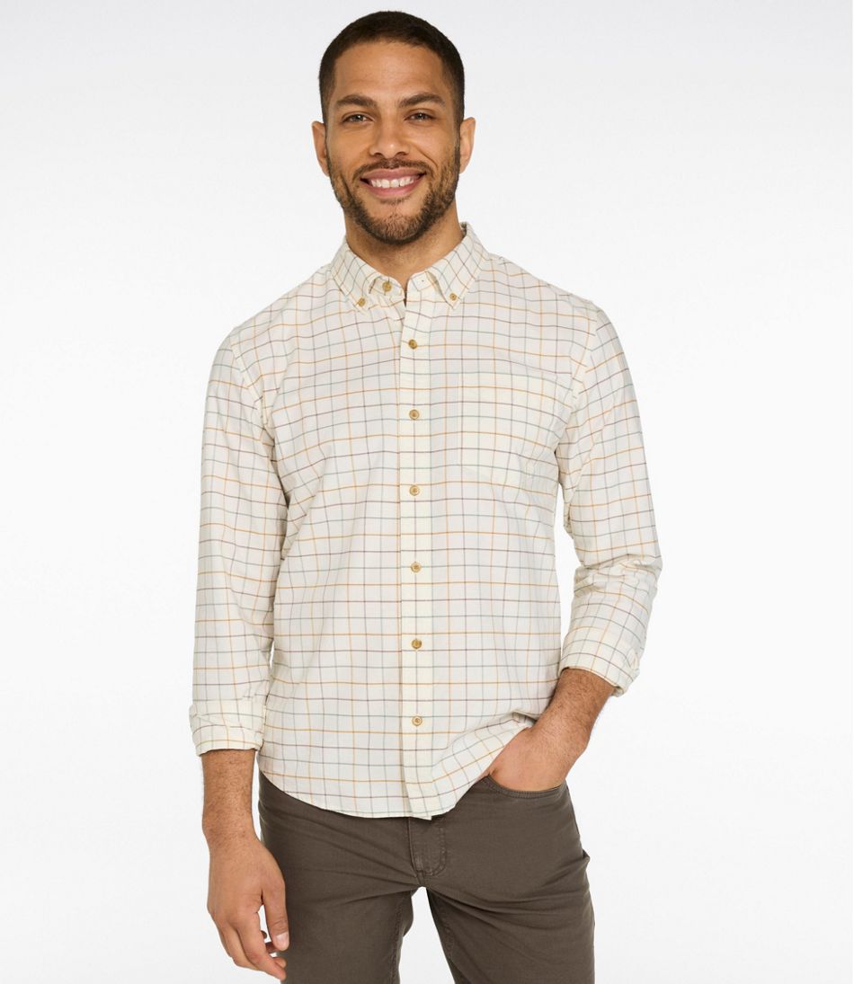 Men's Sunwashed Oxford Shirt, Slightly Fitted Untucked Fit, Plaid