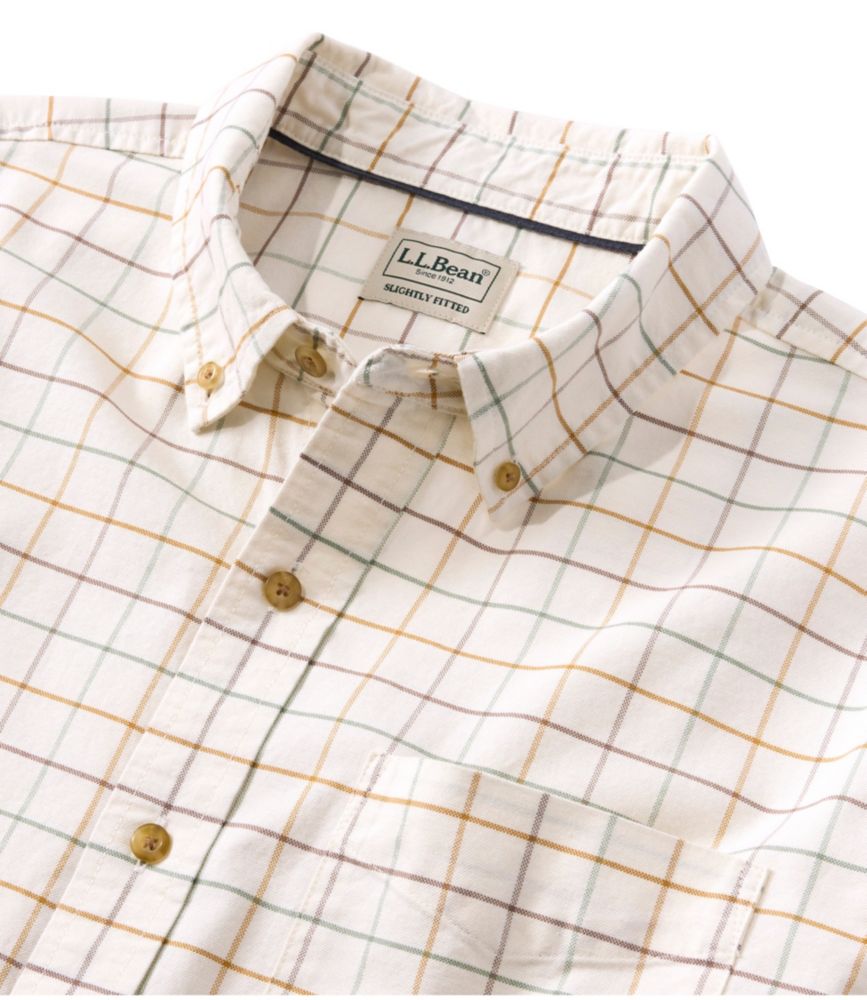 Men's Sunwashed Oxford Shirt, Slightly Fitted Untucked Fit, Plaid