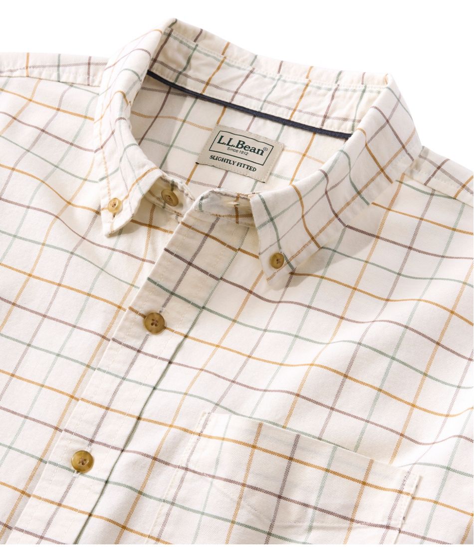 Men's Sunwashed Oxford Shirt, Slightly Fitted Untucked Fit, Plaid